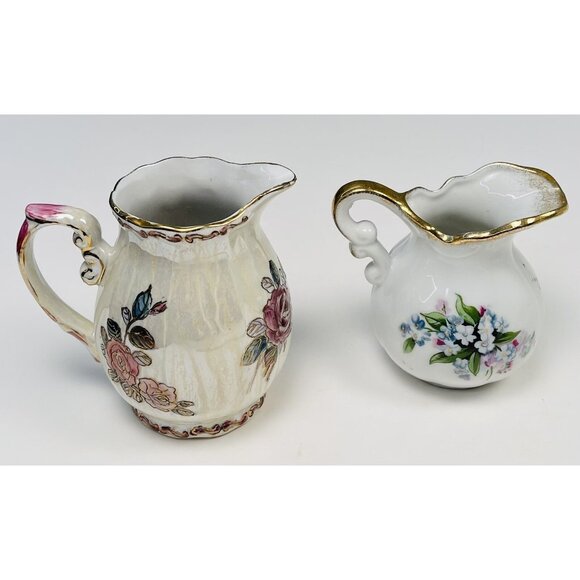 VTG 4pc Lot Ceramic Handpainted Miniature PITCHERS & BOWL Lefton Toyo Watkin - Picture 2 of 12